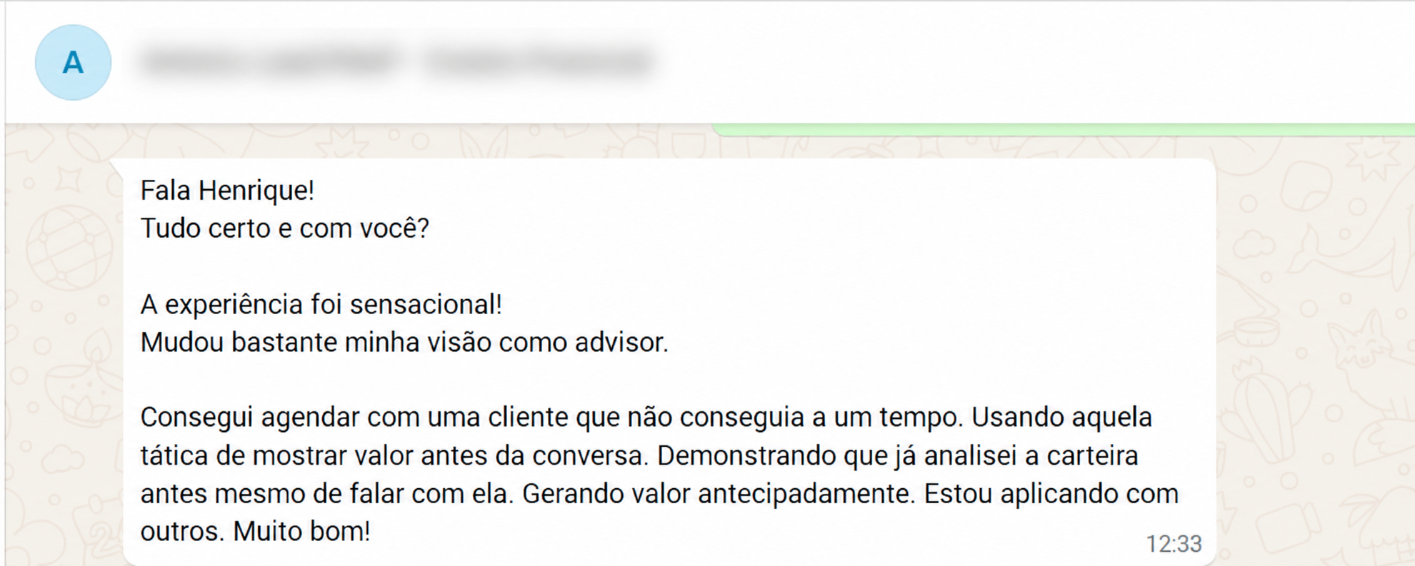 Depoimento de participante da Open Class B7